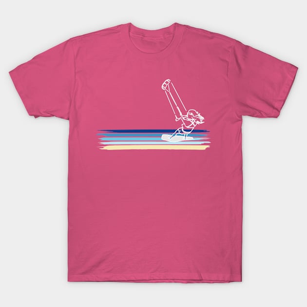 Kitesurf Girl, Kitesurfing Beach line art graphic T-Shirt by Surfer Dave Designs